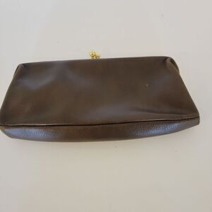 Letisse leather clutch brown/ gold Pre-owned